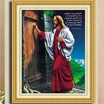 크로스코리아 십자수 프린트패키지-종교, 1개, 5D 문두드리는 예수님