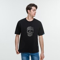 클로니아 무광해골핫피스 라운드 면 반팔 티셔츠 ES1T02