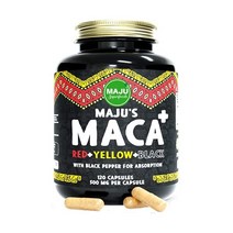 (미국 발송) Maju Superfoods 블랙 옐로우 레드 마카 Maca 500mg 120캡슐