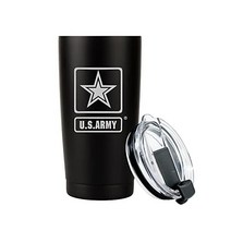 Military Gift Shop 스테인리스 스틸 591 5ml(20온스) 텀블러 여행용 머그 이중벽 진공 단열 매트 블랙 미국직송, 군대