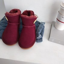 스노우보드신발 보드부츠 스노우보드부츠 스노우보드화 스노우부츠 2022 겨울 남여 소가죽 멀티 빅 면 보온 원버튼 면화 베이비 슬립온 스노부츠, 와인색