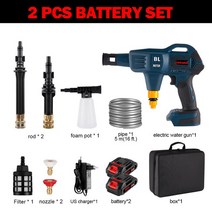 랩토라이너 자동차스프레이건 자동차외형복원 ONEAN150Bar 3200W 브러시리스 전기 고압 세척기무선 세차 스프레이 건마끼다 18 배터리용 워터건, 03 2 Battery US Plug