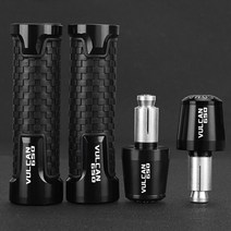 VULCAN 650 오토바이 핸들 바 그립 가와사키 발칸 2015-2018 2019 엔드 플러그 22mm, 14 A black  set