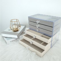 [이거찜] 3단 투명 보석함 주얼리 보관함 주얼리박스 주얼리보관함, 3단서랍보석함 그레이