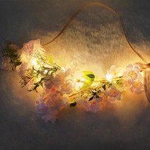 바보사랑 벚꽃 플라워 조화 가랜드 봄 인테리어 꽃 벽장식 전구.라임블러썸