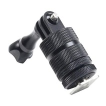 액션 카메라용 360도 회전 핫슈 마운트 어댑터 카메라 마운트, 5.5cmx6cm, 검은색, 알루미늄 합금