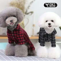 펫보스 강아지 애견 베이직 체크 올인원, 그레이