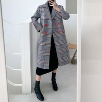 대박난박양 비비드 글렌체크 롱코트