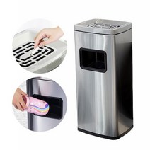 청성기업 2in1 스탠드 재떨이쓰레기통 고급 스텐재질 재떨이 휴지통(실버)