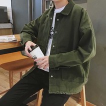 빈티지 봄가을 베이직 투포켓 남성옷 스타일 여행 20대캐주얼룩 면자켓