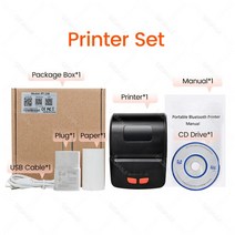 바코드프린터 휴대용프린터 라벨지 미니 송장 GOOJPRT-PT210 58mm 감열 영수증 프린터 USB 및 블루투스 인터페이스 무선 연결 안드로이드 전화 앱, 04 1 Printer_03 영국 플러그