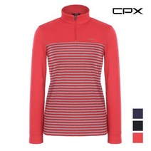 CPX CPX 여성 배색 스트라이프 하프 집업티셔츠_MGWALUF8101