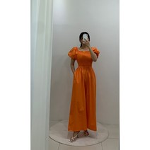 (2컬러) 다다 스퀘어넥 오프숄더 퍼프소매 린넨 스모크 와이드 점프수트