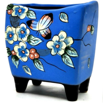 별난다육 [무광 꽃그림 직사각] 중형 다육화분, 블루 11cm / 높이 12cm