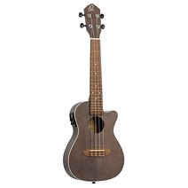 Ortega Guitars 4줄 지구 시리즈 콘서트 어쿠스틱/일렉트릭 우쿨렐레 오른쪽 투명 블랙 (RUCOAL-CE)
