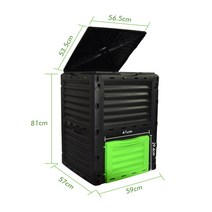 대용량 퇴비통 300L 비료 낙엽 폐기물 거름 쓰레기 효소 처리함 농업 음식물, 300L 그린문판