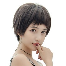 하이유니 피아 숏컷 헤어 단발 통가발 28cm, 브라운블랙 - 통가발+거치대+가발망