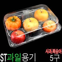 과일포장용기 사과용기 복숭아용기 미니배용기 5구과일용기 ST064 일체형 5구 100개