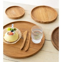 큰사이즈 항균 티그나무 원목 원형트레이 나무쟁반 어린이 유아식판 간식 안주 대접시
