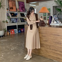 헤즈넛 v넥카라 퍼프롱원피스