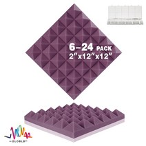 가설방음벽 스튜디오 어쿠스틱 폼 패널 6 12 24 Pcs 방음 치료 보드 KTV 룸 녹음 벽 스폰지 패드, Purple+High Density+24 Pcs Wit