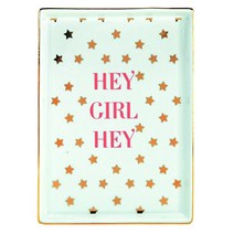 Graphique “Hey Girl Hey” Ceramic Tray 7” x 5” x 0.75” Sleek Storage Dish w/ Gold Foil Details Great, 1