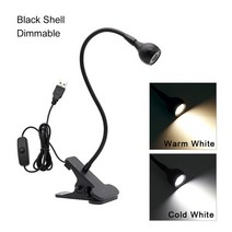 침대독서등 마리스텔라 아르떼미데 1 x 클립 홀더 USB LED 책상 램프 밝기 조절 유연한 테이블 어린이 공부 독서 책 빛 홈 침실 거실, [01] Dimmbale, [01] Warm White