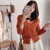 SJW 봄가을 여성 니트 가디건 브이넥 무지 슬림핏 긴팔 상의 빅사이즈 8가지 컬러