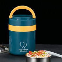 [LM] 1500ml Double Stainless Steel Thermal Lunch Box Large Capacity Bento Box Office School Food Sto, Dark Blue_1500ml