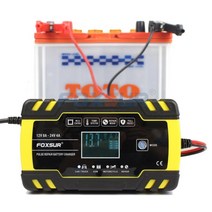 foxsur 12v 24v 8a 자동 스마트 배터리 충전기 3단 스마트 배터리 충전기 젤 습식 agm 배터리용 자동차 배터리 충전기, 영국 플러그