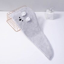 ZZJJC 캐릭터 드라이 헤어캡 마이크로 미쓰 삼각 타월 샤워캡 코랄 흡수 드라이 타월, 몽카 드라이 모자 그레이, 24*64CM