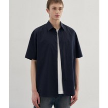 드로우핏 페이퍼 면 오버핏 반팔 셔츠 네이비 PAPER COTTON OVER-FIT HALF SLEEVE