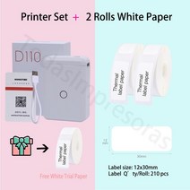 네임 스티커 라벨 프린터 휴대용Niimbot-D110 미니 포켓 감열식 라벨 메이커 기계 올인원 DIY 날짜 스티커, 05 Add 2 Rolls 12x30