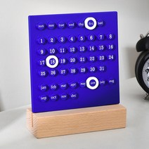 Ins Creative Time Perpetual Table Calendar Manual Acrylic Desk Home Decoration 3 Ring Date Record Gi, 02 Blue