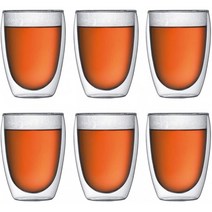 Bodum PAVINA 이중벽 보온 글라스 0.36L 12oz 6개 팩, 단일옵션