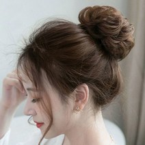 루즈루나 당고머리 똥머리 곱창가발 만두 올림머리 부분가발 머리끈, 내츄럴블랙