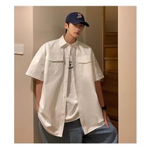 여름 남자 반팔 셔츠 홍콩파라치 캐주얼 빅사이즈 루즈핏 트렌디한 서양풍 캐주얼 셔츠 코트