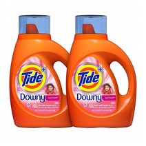타이드 세탁 세제 1.36L 2팩 다우니 에이프릴 프레쉬 Tide Plus Downy April Fresh Scent Liquid Laundry Detergent 46 Ounce 24 Loads 2 Count (Packaging May Vary), 1set