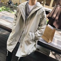 박시롱코트 그물 레드 남자 겨울 트렌드 남성 트렌치바바리 와이드 루즈핏 ULZZANG 가을옷 3310392377, M, 8801 하프기장 카키