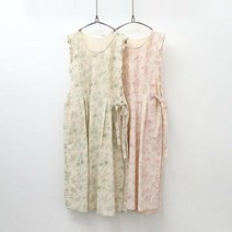 브이와이 여자 핑크 리본 나염 신혼부부 앞치마 원피스