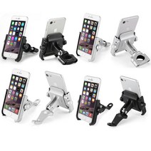 데일리쇼핑 오토바이 스마트폰 핸드폰거치대 핸들바 사이드미러 백미러형 마운트 바이크 휴대폰거치대, MW핸드폰거치대(원형실버)