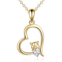 14k 골드 귀여운 돼지 펜던트 목걸이 숙녀 심장 다이아몬드 목걸이