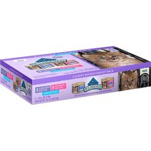 Blue Buffalo Wilderness Pate Kitten 치킨 연어 그레인 프리 고양이 사료 트레이가 포함된 버라이어티 팩 3온스 6개입