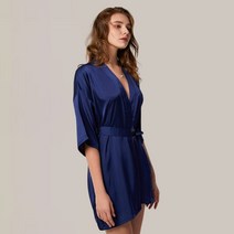 이이엘 여성 골프샤워가운 여름 골프장 샤워로브 실크 목욕가운, 네이비, M, 1개