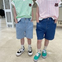 돌 아기 유아동 키즈 주니어 남자 여자 아이 여름 남매 자매 형제 둥이 데일리 기본 빈티지 3부 5부 청 반바지 연청 중청 진청 와이드 통 일자 배기 롤업 데님 팬츠