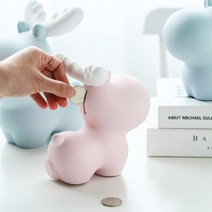 인테리어 저금통 파스텔 북유럽 감성 사슴 저금통 인테리어 소품, 블루