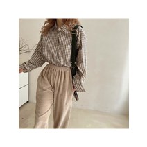 우아한블라우스 멋지다 체크무늬 프렌치 I한대 LUO 깅엄제어 셔츠 4793651779