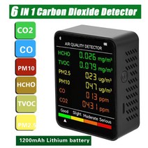 라돈 측정기 방사능 공기질 6In 1 PM2.5 PM10 HCHO TVOC CO 다기능 대기 질 모니터 휴대용 이산화탄소 검, 02 6 in 1 Black