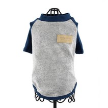 도그아이 애견 나그랑 티셔츠, 그레이(소매 네이비)