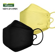 [네퓨어] KF94 프리미엄 끈조절 마스크 60매 컬러 황사 미세먼지 마스크, 프리미엄 검정색+노란색 30매씩